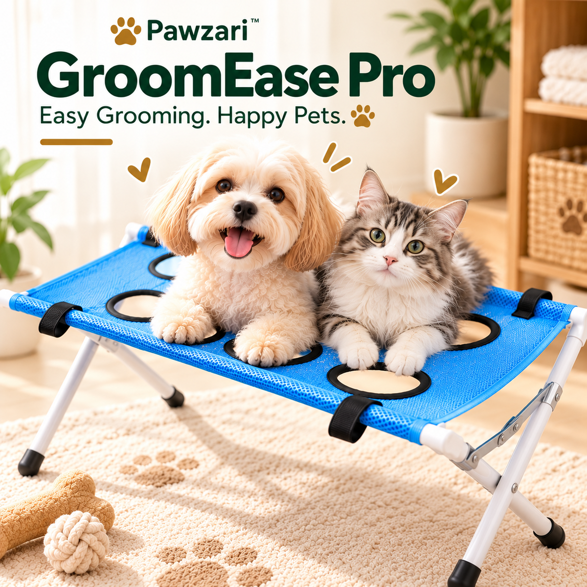 Pawzari™ GroomEase Pro — Foldable Pet Grooming Station