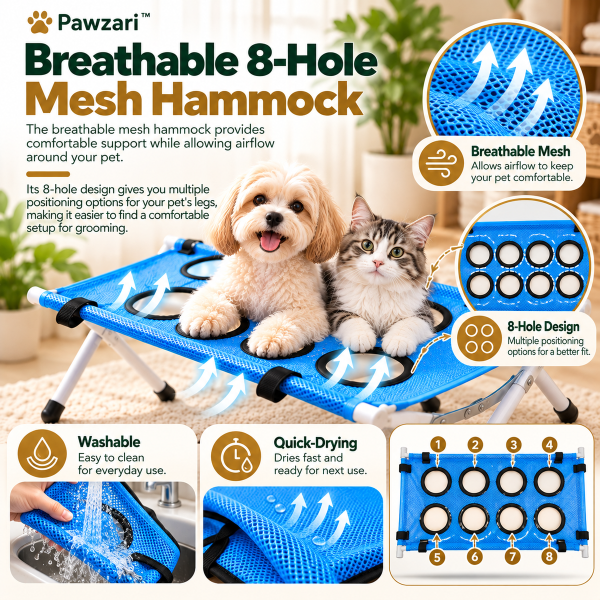 Pawzari™ GroomEase Pro — Foldable Pet Grooming Station